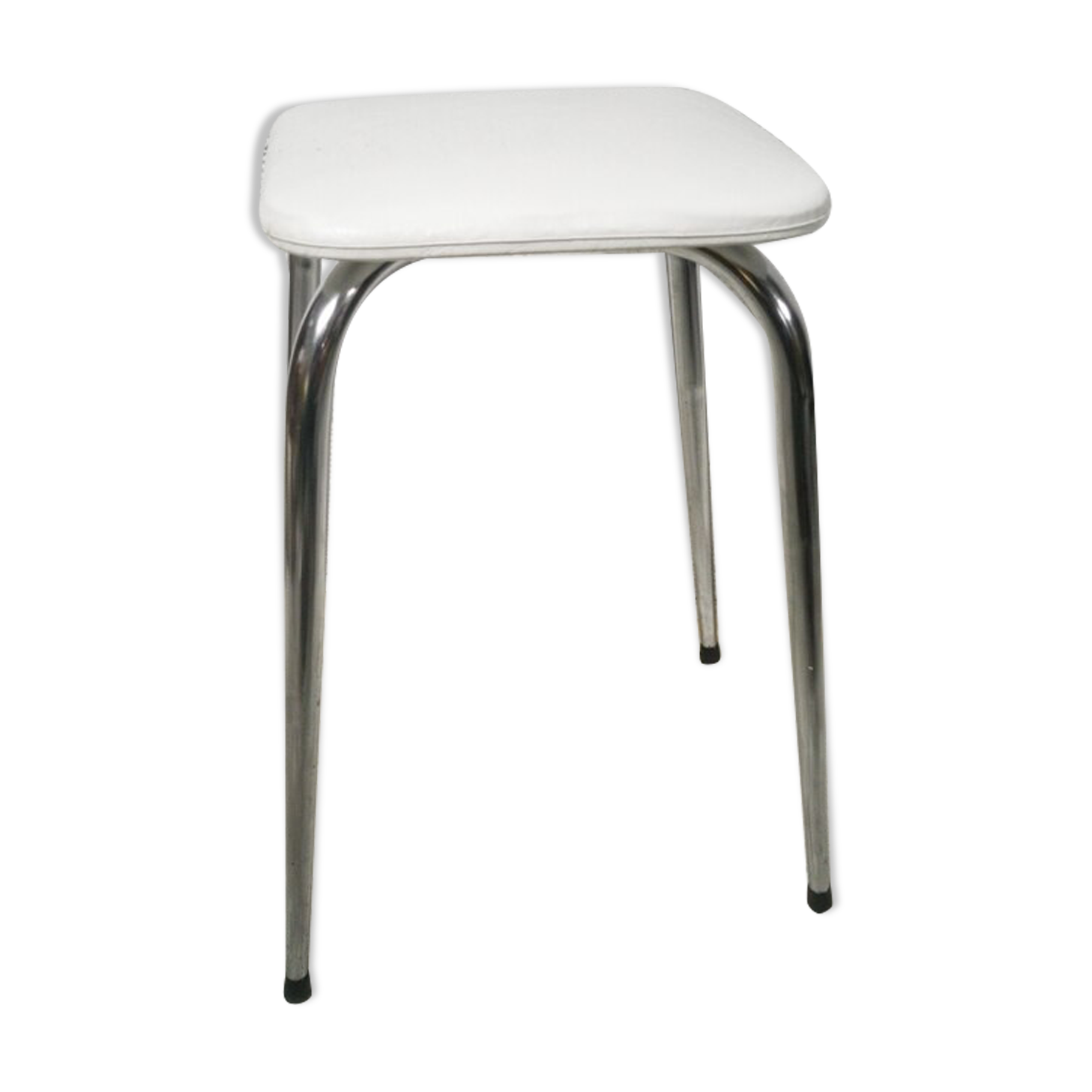Stool chrome and skaï white