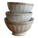 Vintage trio of coffee with milk porcelain in white – Frieze and border do