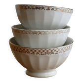 Vintage trio of coffee with milk porcelain in white – Frieze and border do