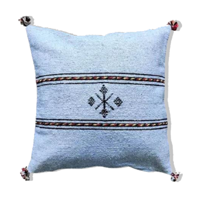 Coussin berbère bleu ciel en coton