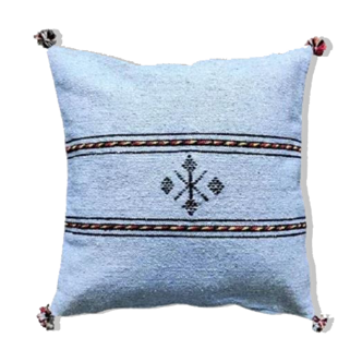 Sky blue Berber cushion in cotton