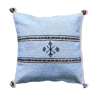 Coussin berbère bleu ciel en coton