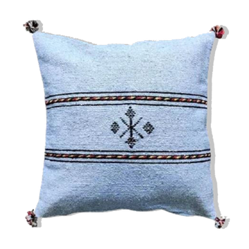 Coussin berbère bleu ciel en coton