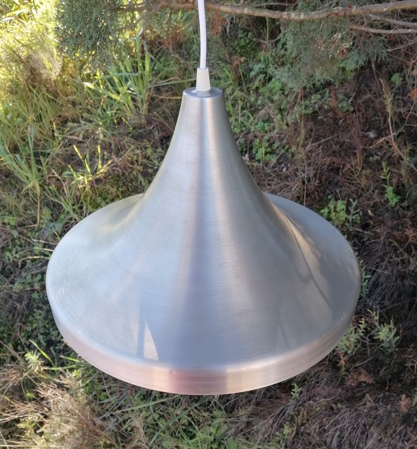 Suspension space age vintage en aluminium brossé