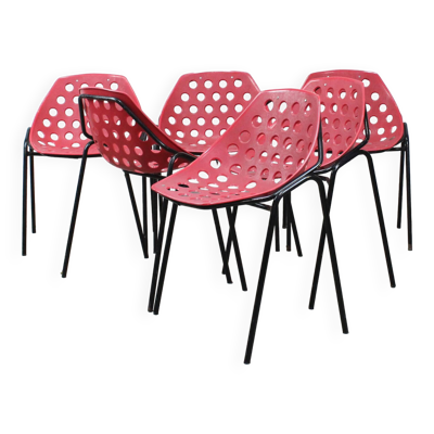 Set de 6 chaises ''Deauville'' par Pierre Guariche pour Meurop
