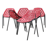 Set of 6 "Deauville" chairs by Pierre Guariche for Meurop