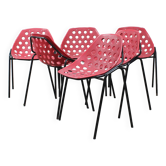 Set of 6 "Deauville" chairs by Pierre Guariche for Meurop