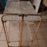 Vintage ice sculpted lucite serving table - foldable trolley bar