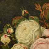 Tableau peinture du xixe "bouquet de roses"
