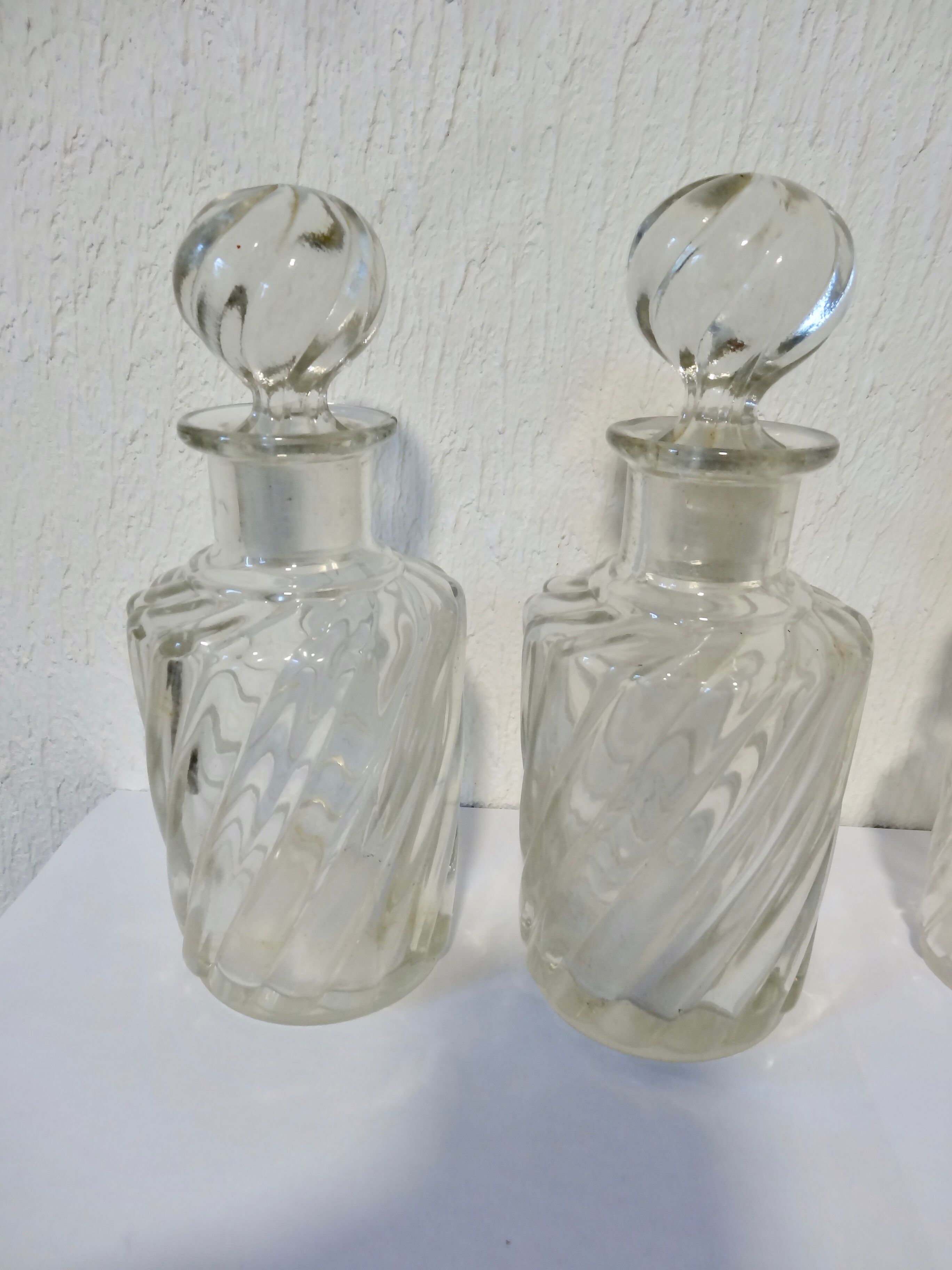 Set of twisted crystal bottles