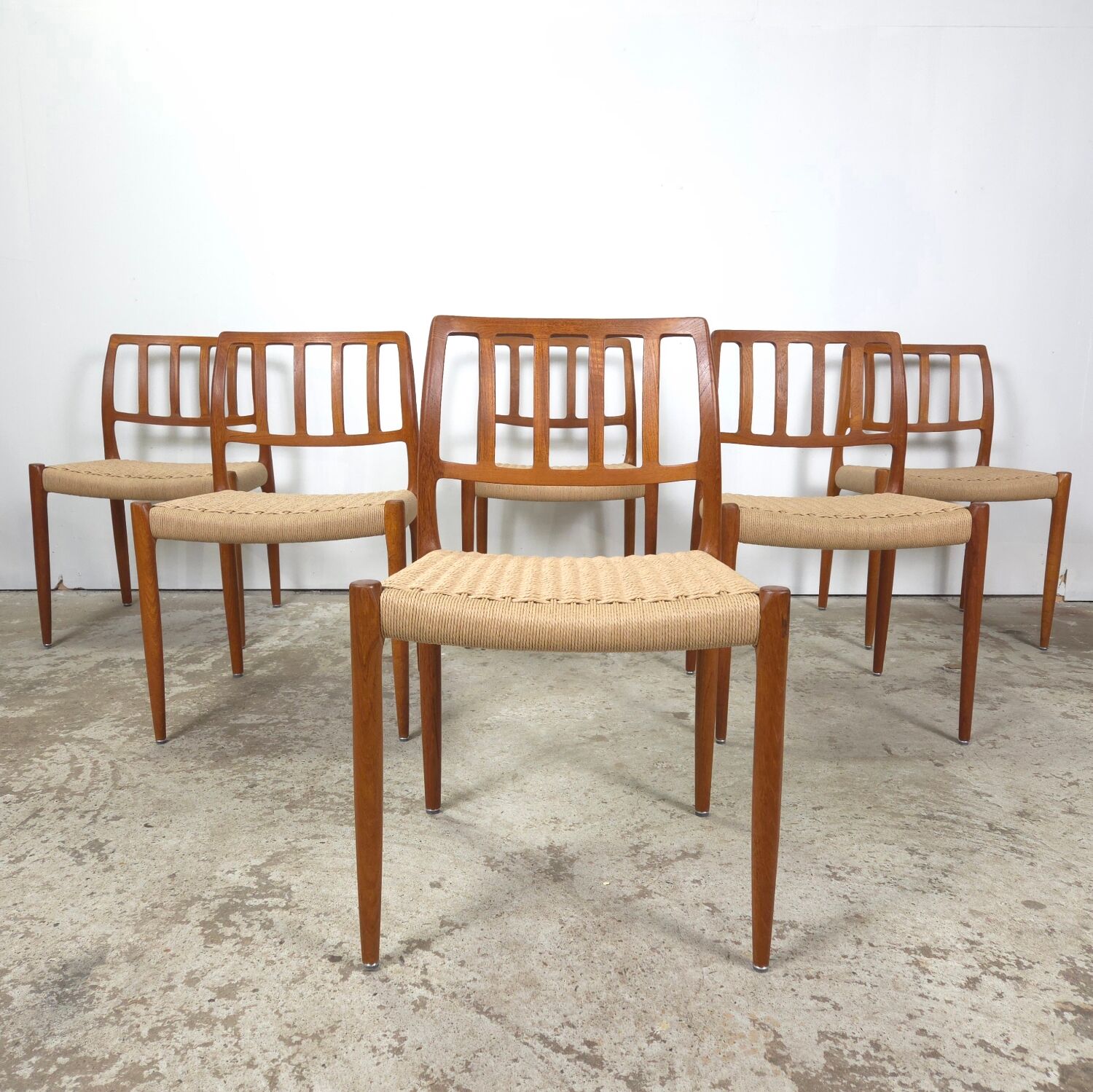 Niels Møller model 83 dining chair teak new papercord