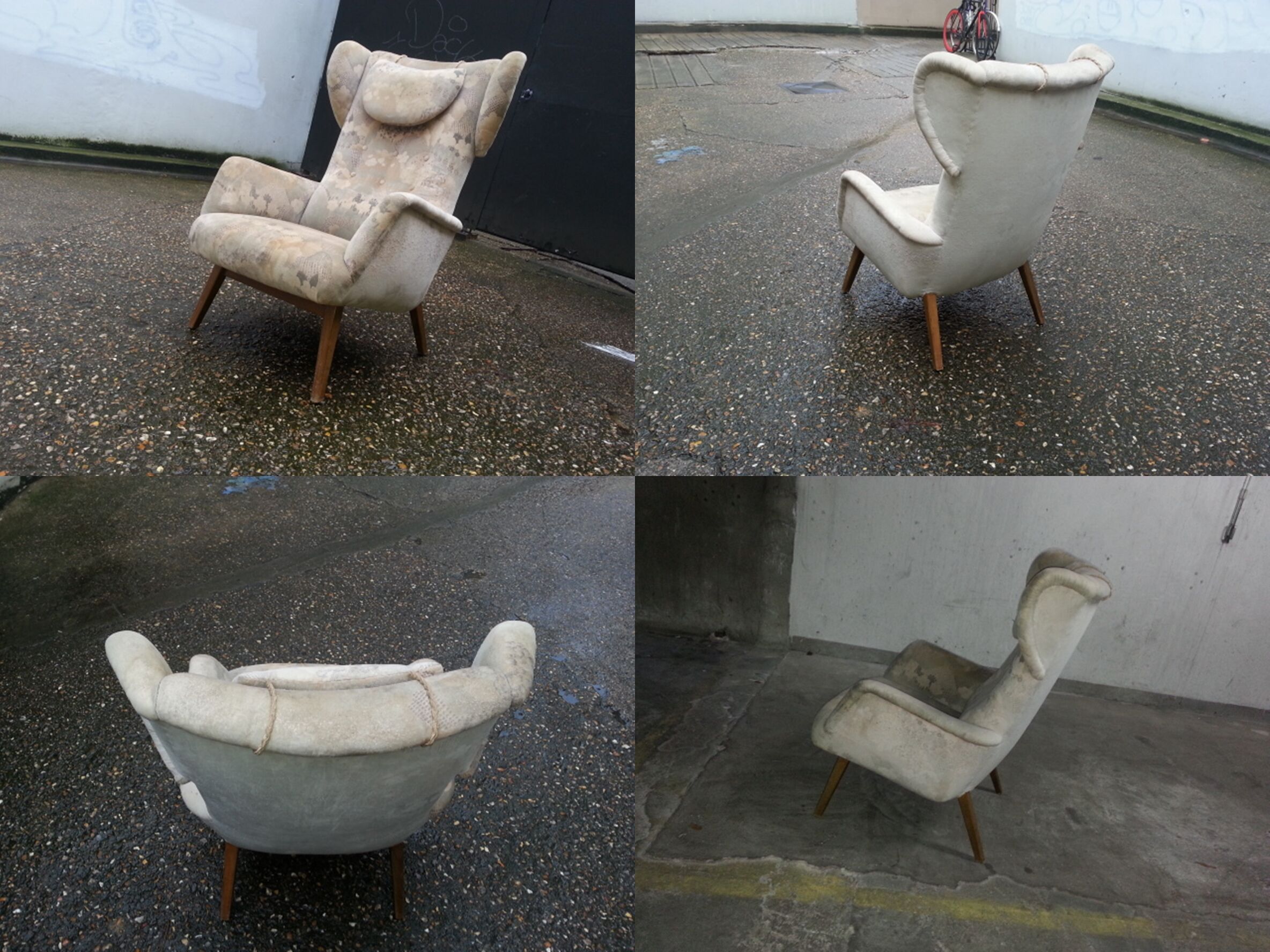 Bergere Chair Scandinavian flesh wingback wing 50 years