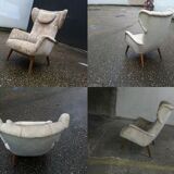 Bergere Chair Scandinavian flesh wingback wing 50 years