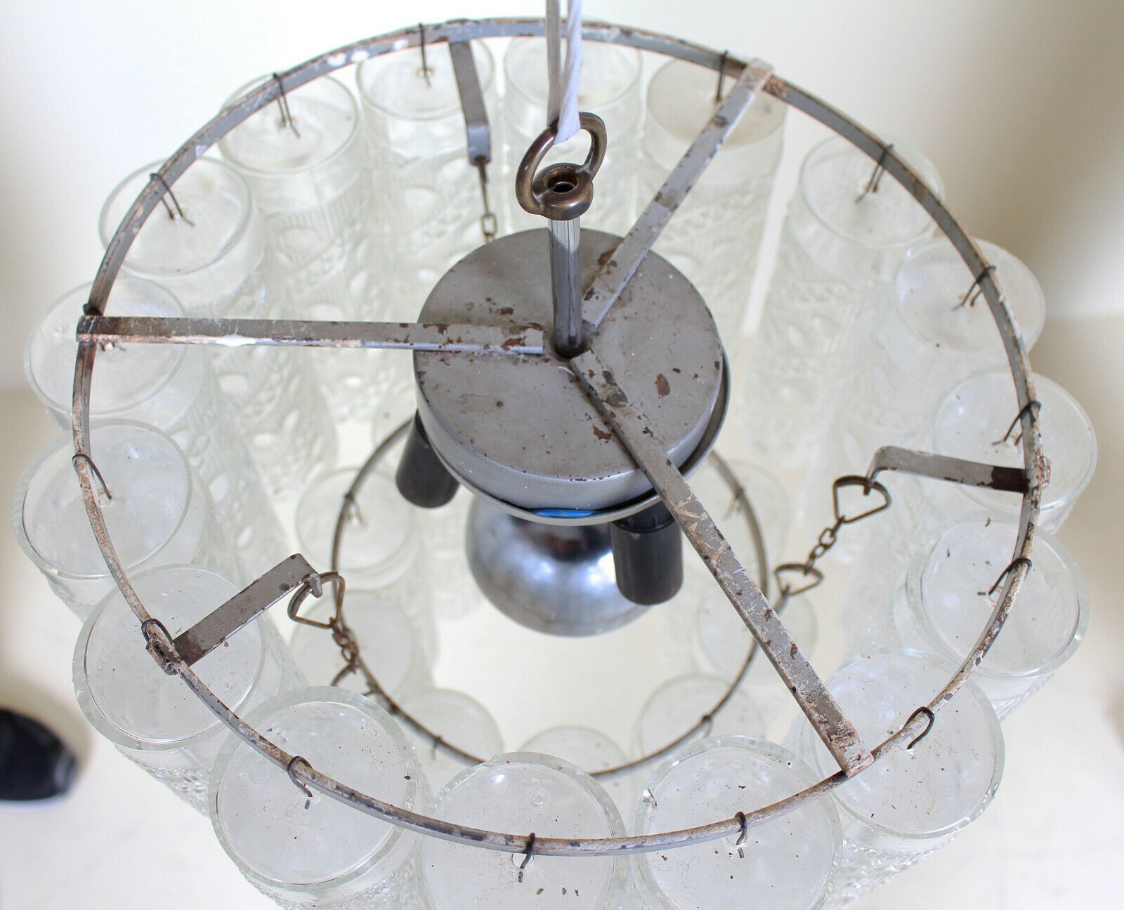 Metal chandelier and molded glass from the middle of the twentieth century