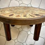 Table basse ronde  herbier - Roger Capron