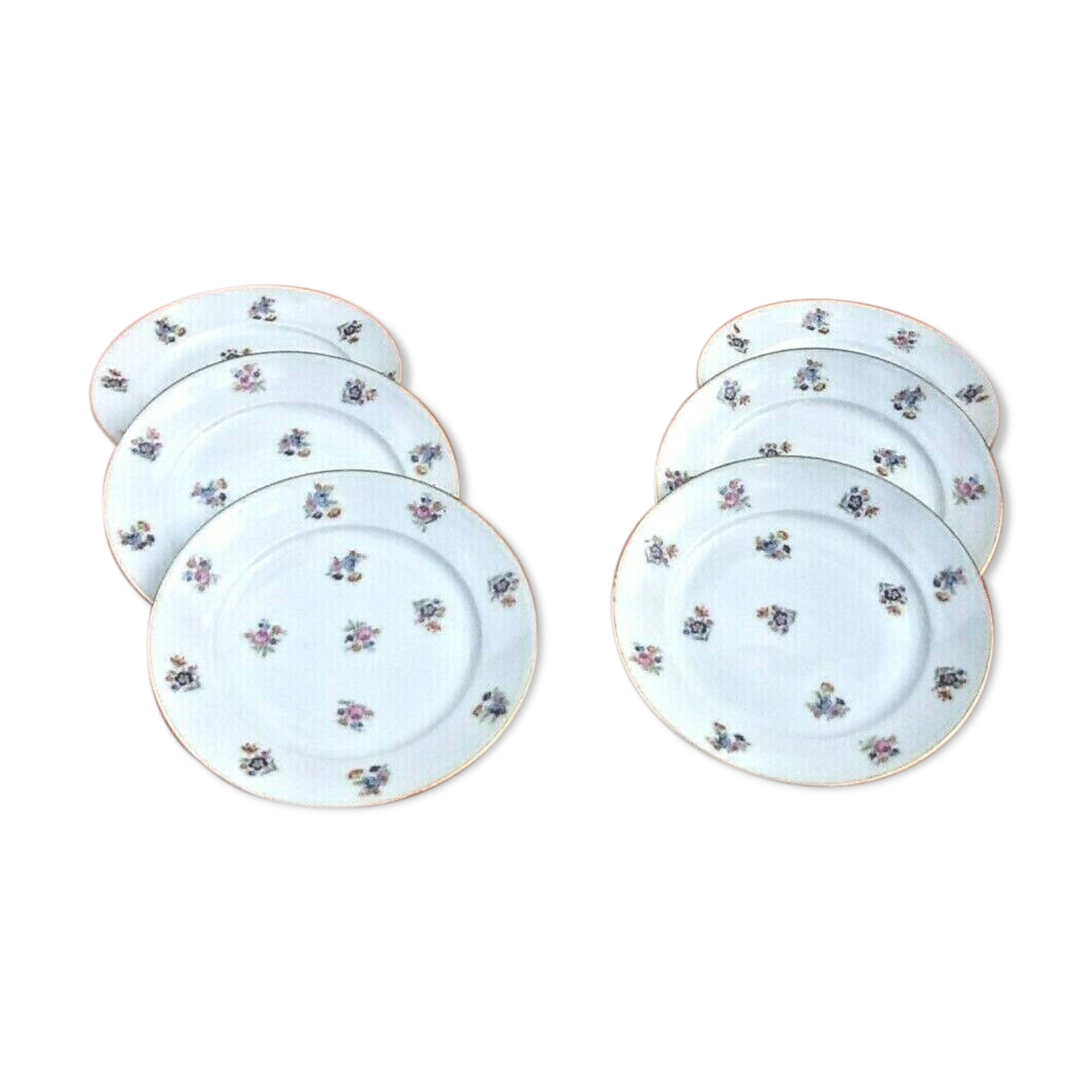 Suite of 6 dessert plates P.N France