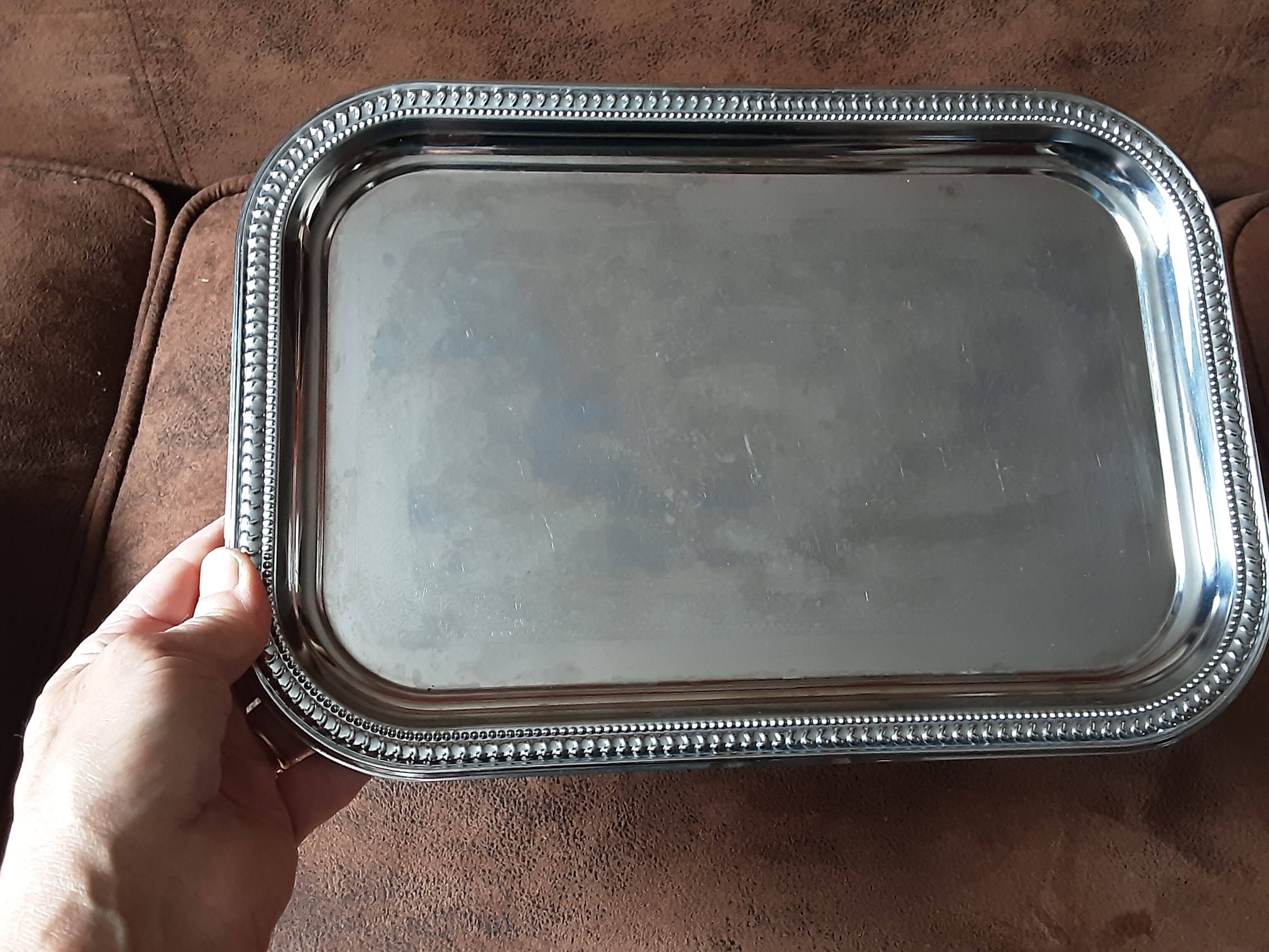 Rectangular stainless steel tray