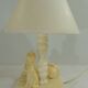 Marble table lamp/animal decor/dog and cat/vintage