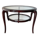 Round mid-century coffee table in walnut with a double top by Paolo Buffa.