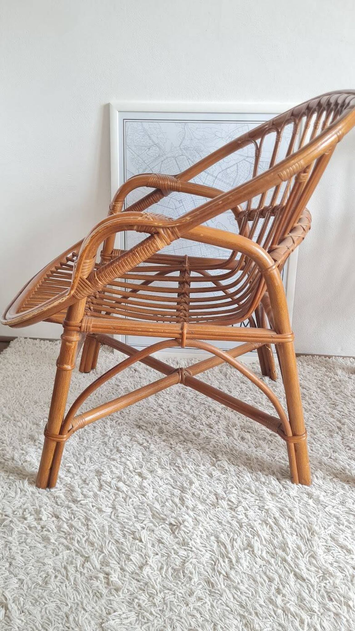 Paire de fauteuils en rotin vintage circa années 70