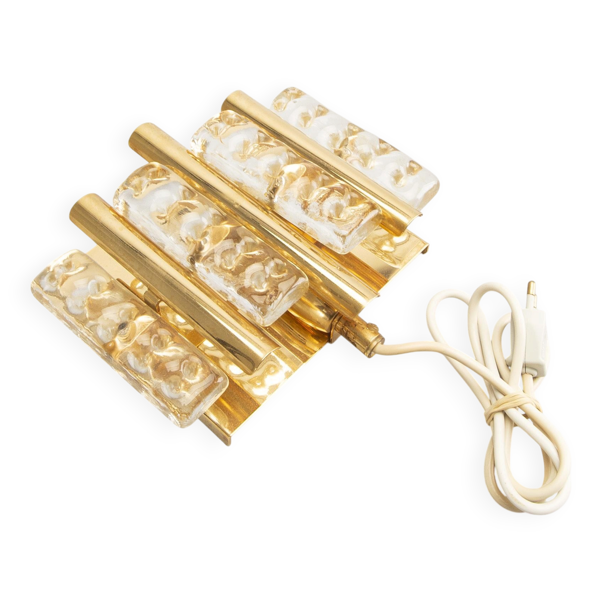 Orrefors wall sconce, cast glass and brass, Sweden 1960