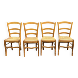 4 light wood straw bistro chairs