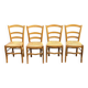 4 chaises de bistrot paillées en bois clair