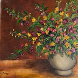 Oil on canvas by M. Bouny 20th century still life with flowers