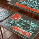 Nesting coffee tables in ceramic signed j. berlarti