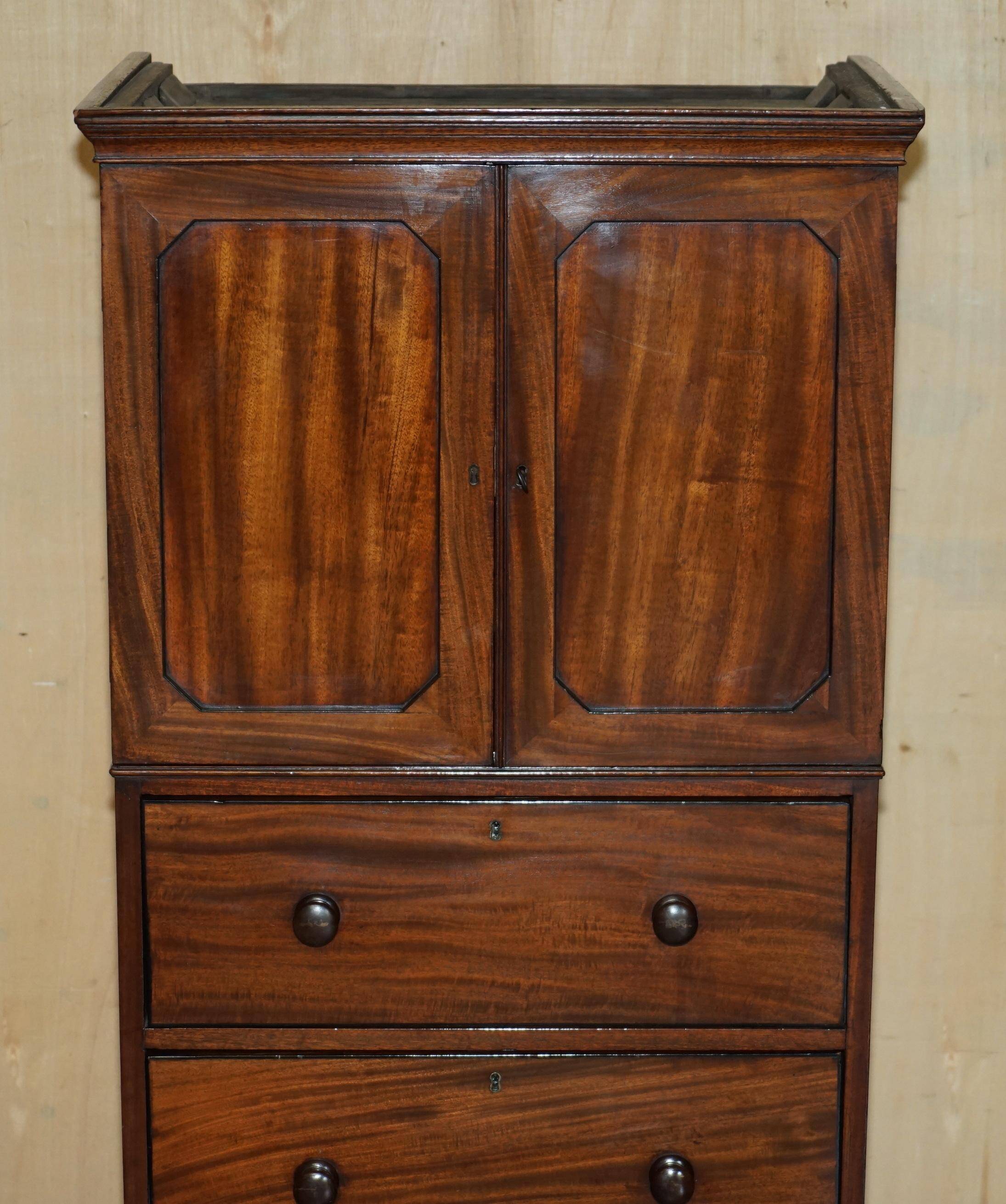 Pair of antique high chests of drawers from Castle Howard 1840 in hardwood.