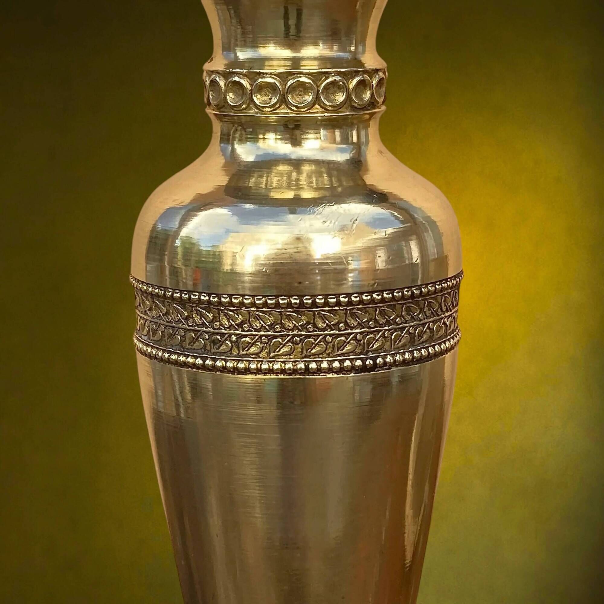 Solid brass table lamp with parchment effect shade – 1950s-60s