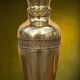 Solid brass table lamp with parchment effect shade – 1950s-60s