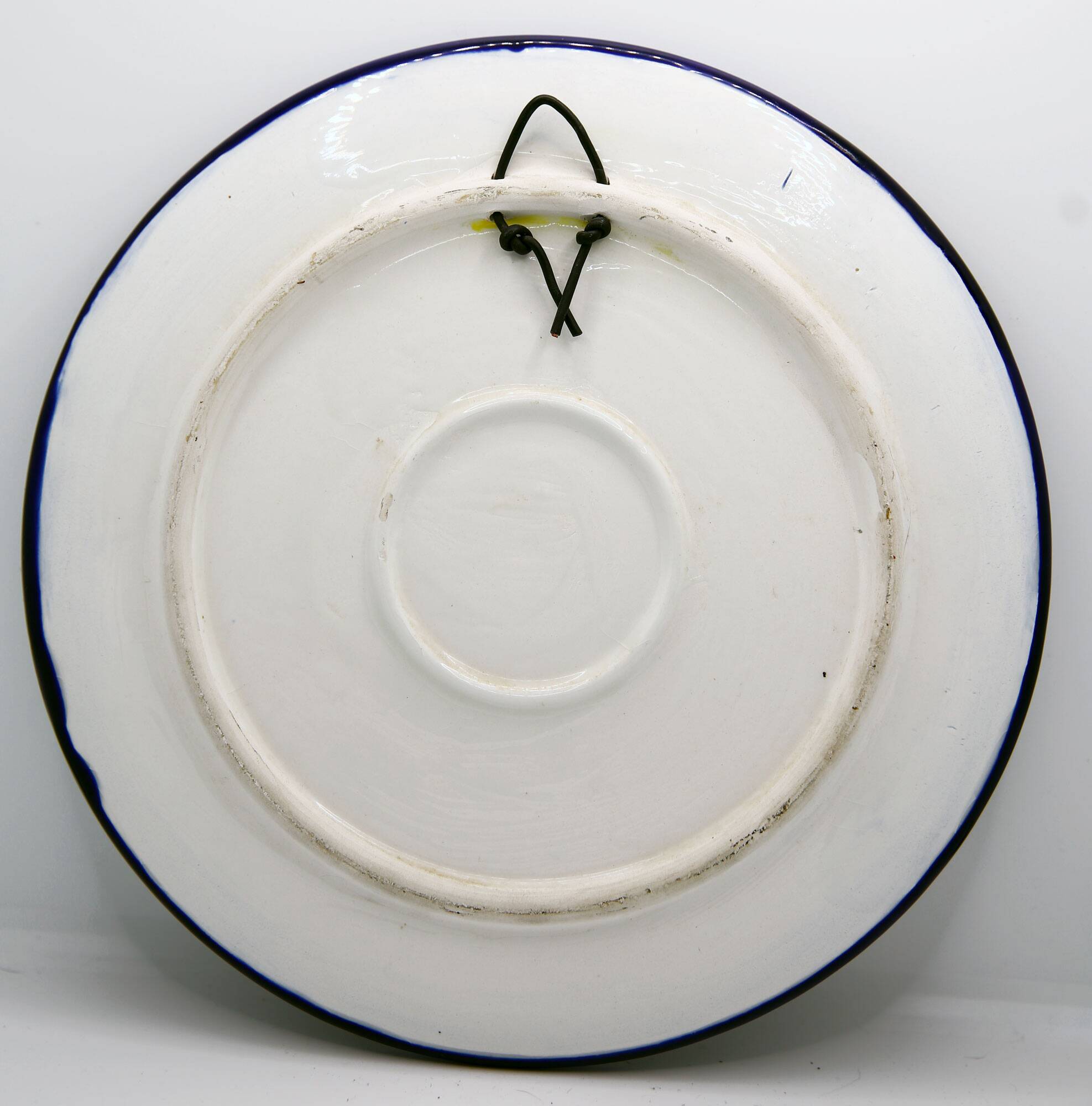 Handmade dish with multicolored enamelled flowers
