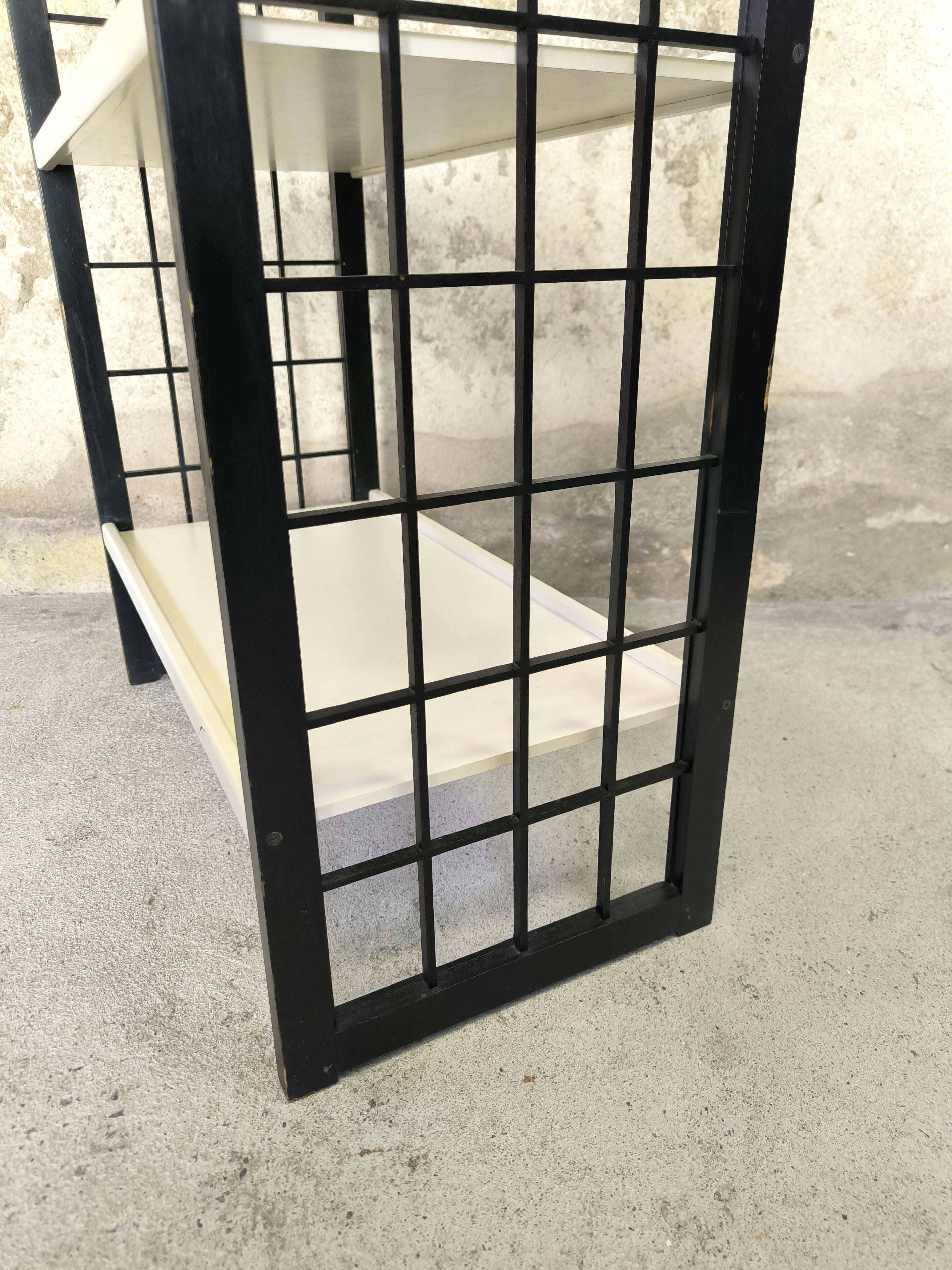 Vintage shelf in black and white wood