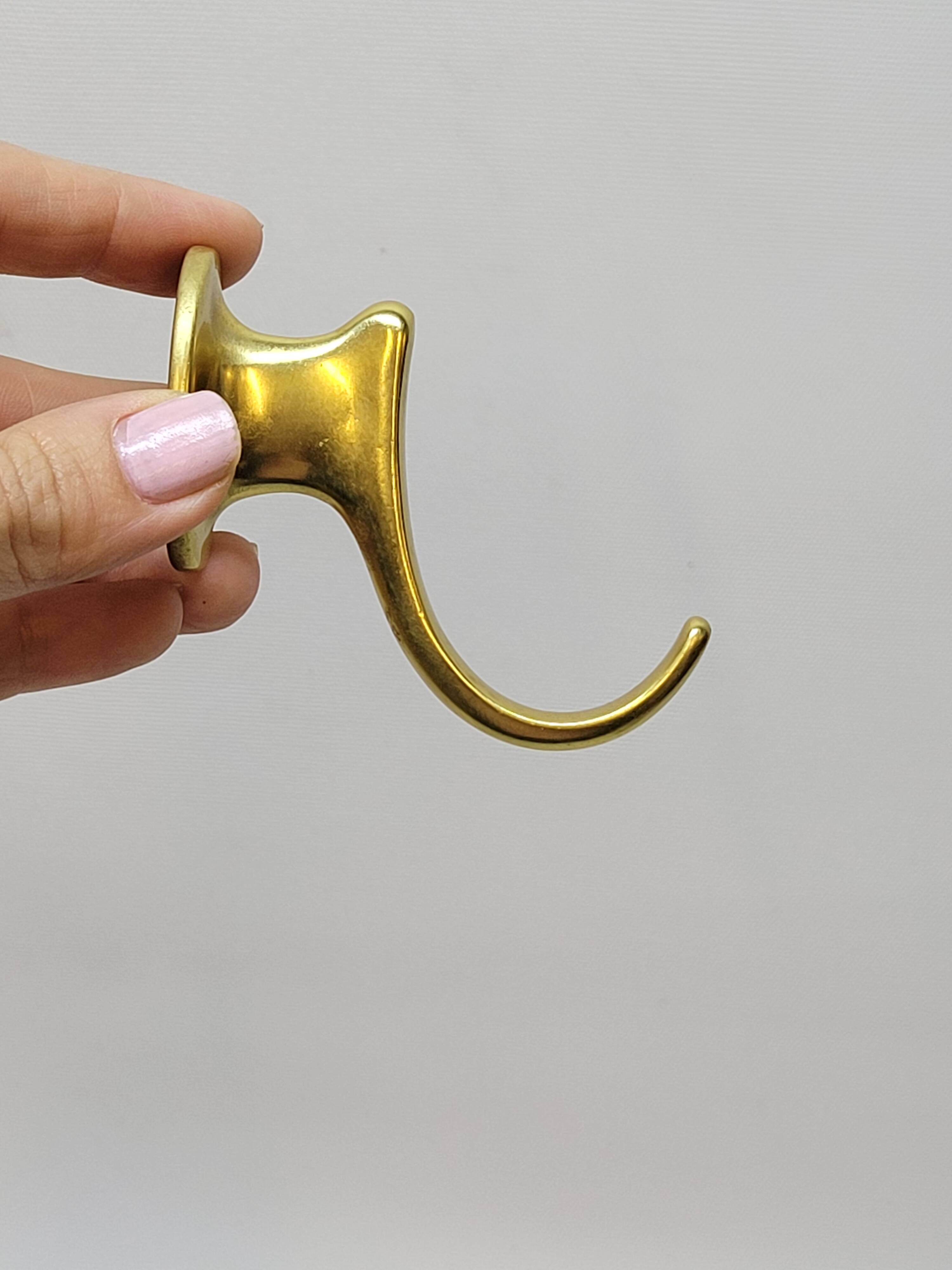 Gold-Colored Anodized Aluminum Coat Hooks, 1950s, Set of 2