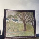 Pastel landscape in wooden frame