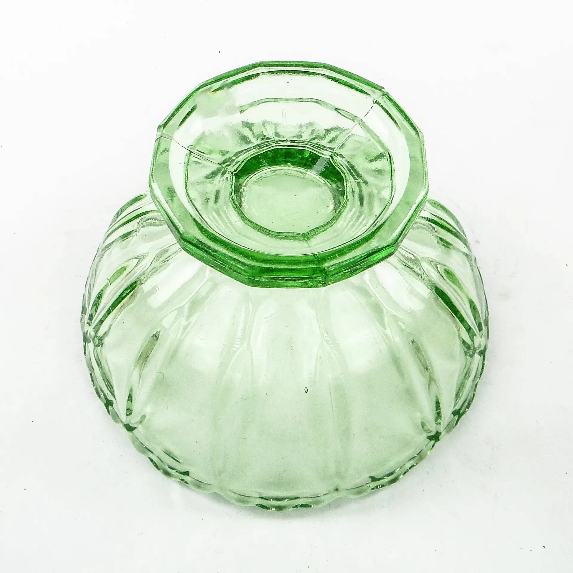 Ring Around fruit bowl, mid-century modern, pressed glass, Ząbkowice, Poland, 1950s