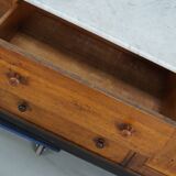 Large Antique Art Deco German Oak & Marble Chocolate Shop Counter, 1920s