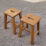Pair of wooden stools from Gare 1950s