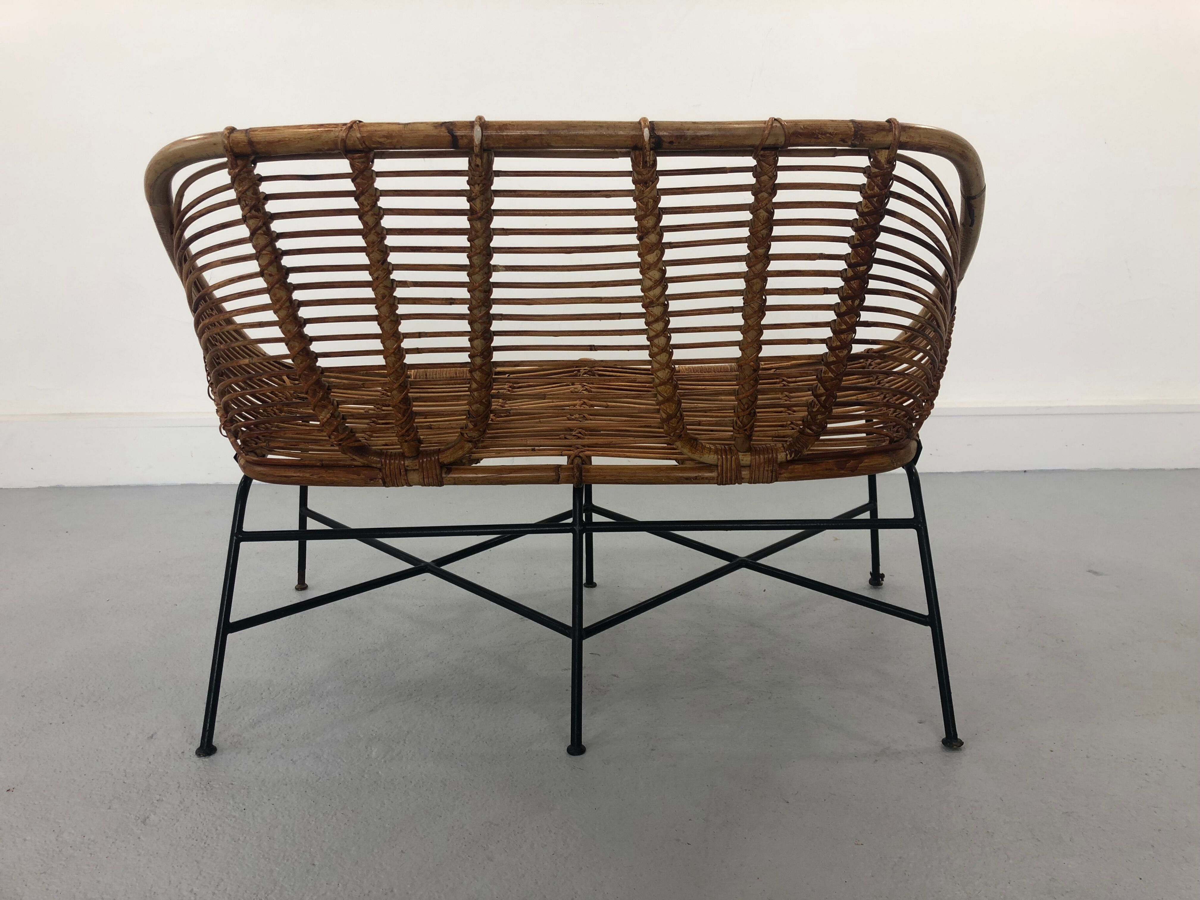Mid-Century Rattan Bench, 1960s Product Overview