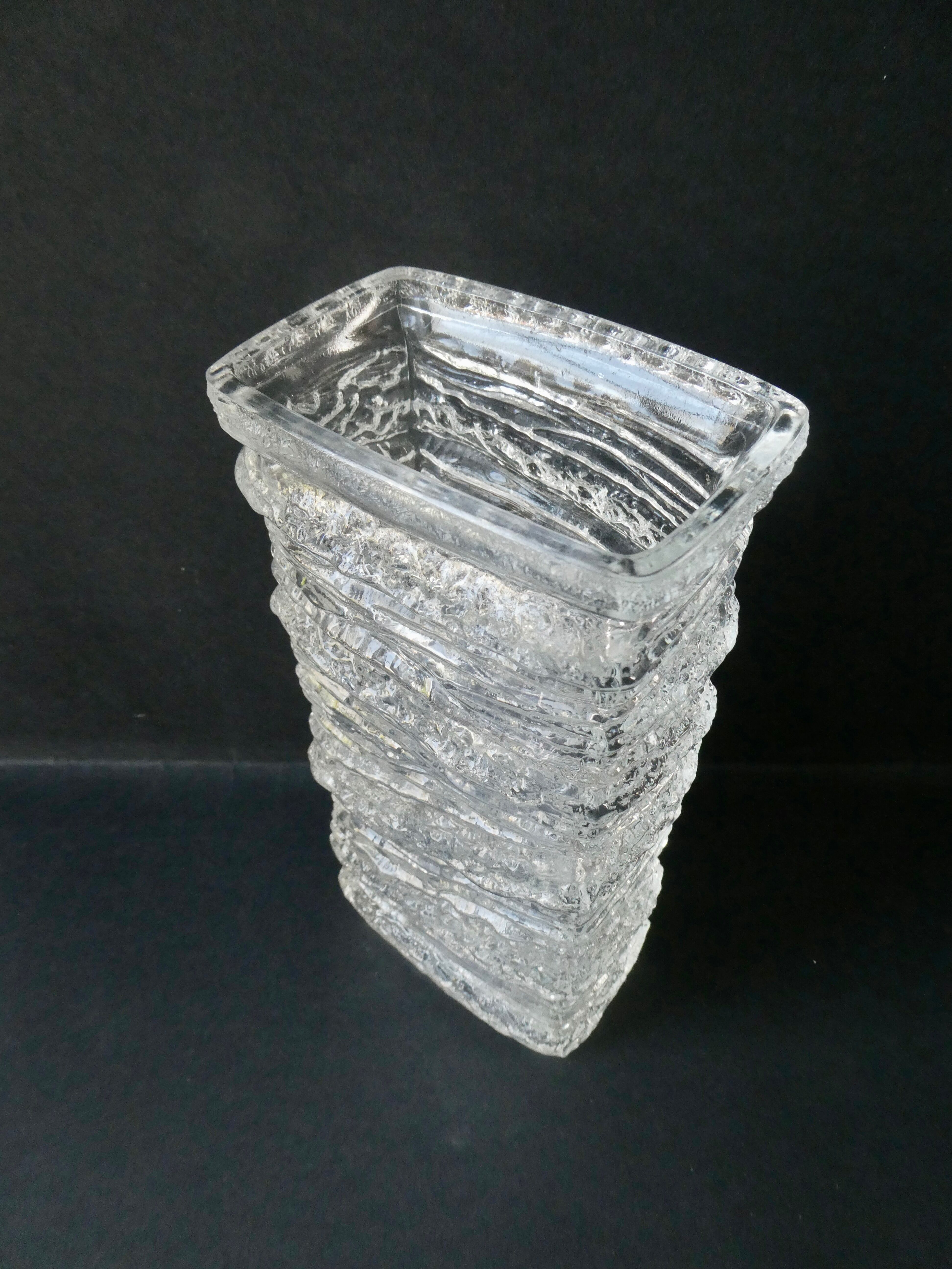 Frosted effect glass vase from the 70s