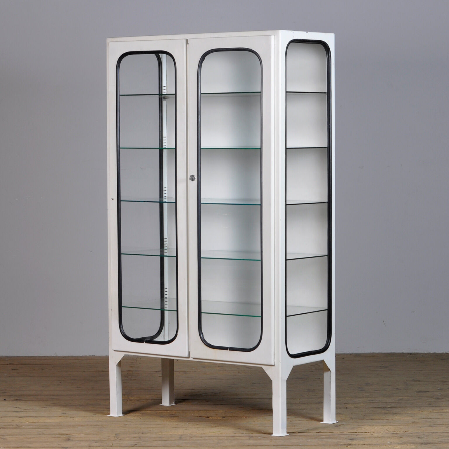 Glass & iron medical cabinet, 1970s