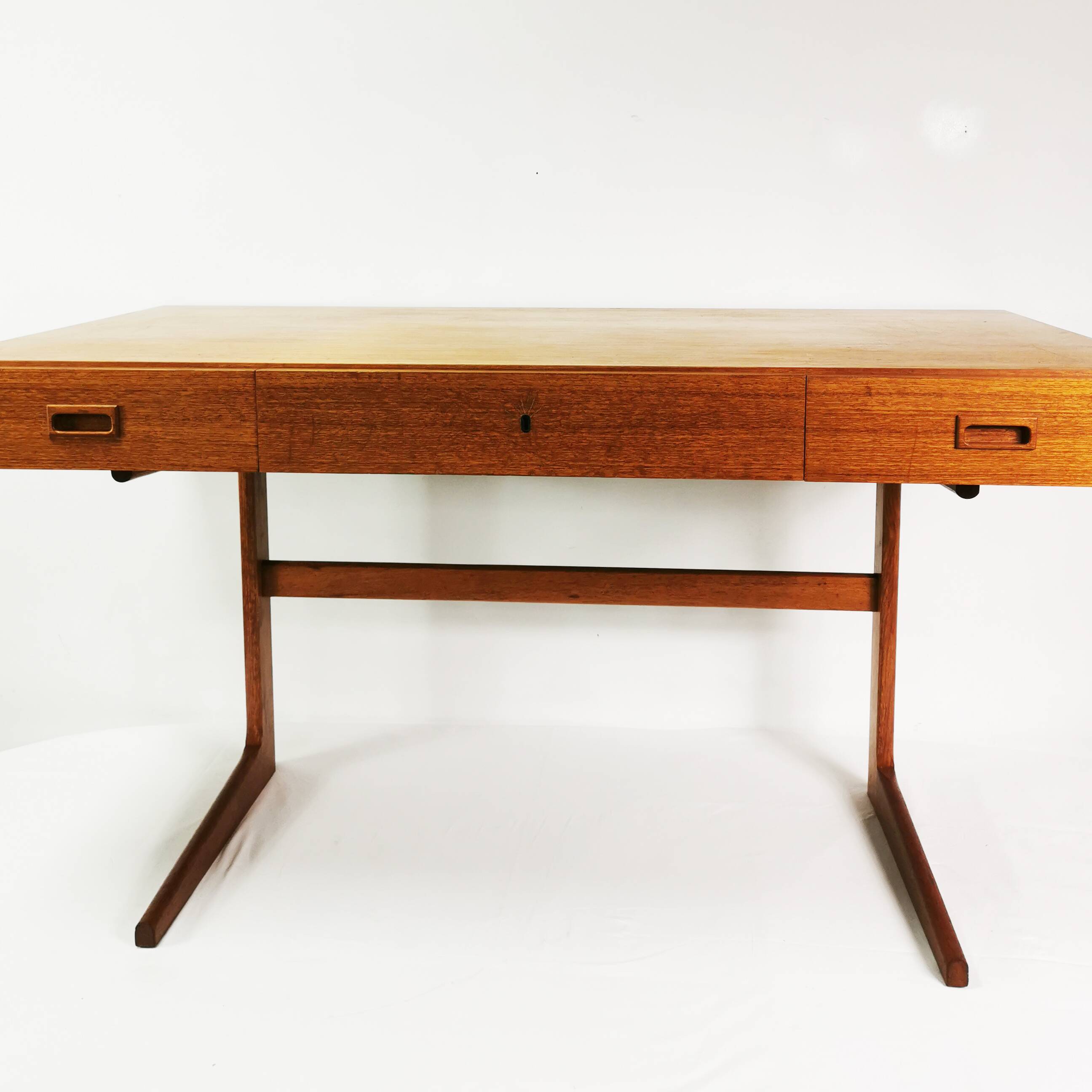 Modernist teak desk, designed by Gorg Petersen, Denmark, 1960s