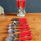 Vintage Pop Art Cutlery Set 1970s - 24 Pieces with Red Handles