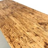 Large XXL farmhouse table in solid pine with 1950s tapered legs.