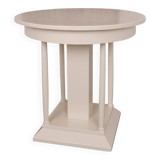 Beige, copper and gold Art Deco round side table, painted wood, 1930s.