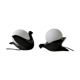 Paire de lampes oiseaux en céramique et opaline