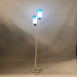 Lampadaire blanc abat-jour bleu années 1960