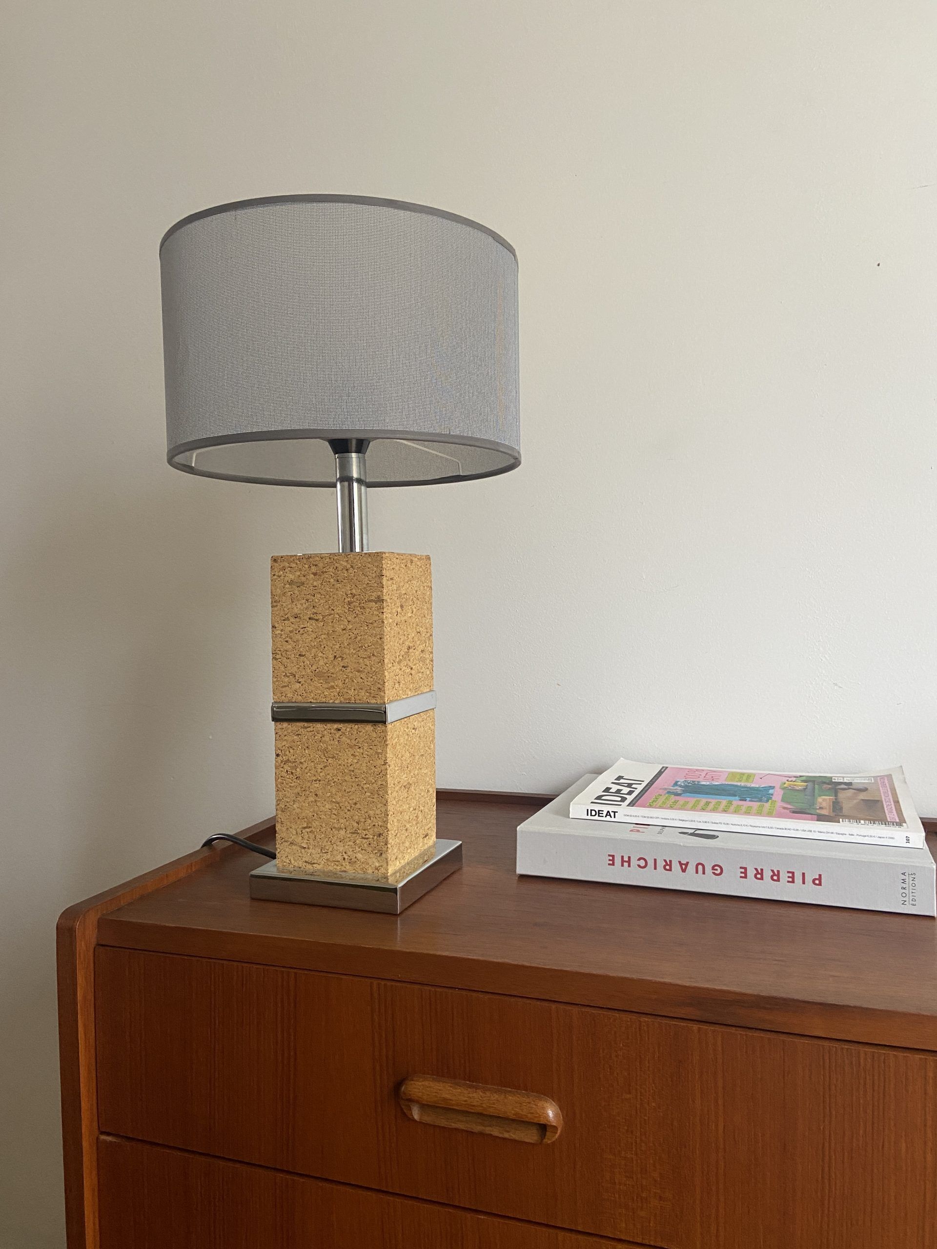 Vintage cork and chrome foot lamp