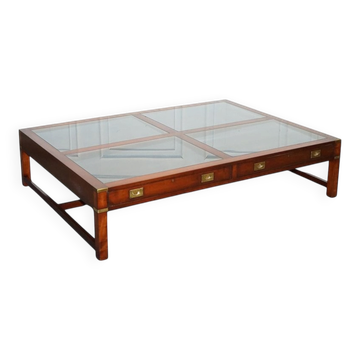 Very Large Coffee Table with Marquetry Glass Panels by Kennedy Harrods